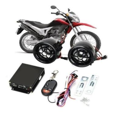 Imagem de Kit Alarme Para Moto Bluetooth Anti Furto Trava Caixa De Som Controle 