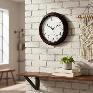 Imagem de Relógio de Parede Vintage Silencioso 30cm Estilo Madeira - Yeet