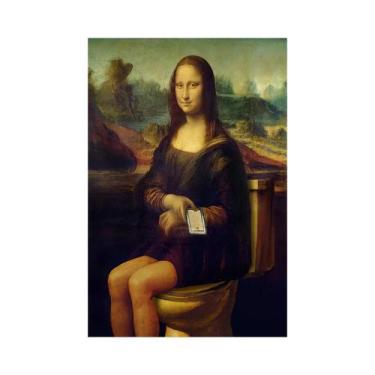Imagem de Pôster Vintage Da Mona Lisa Para Banheiro, Impressão Em Tela, Arte Fam
