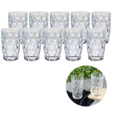 Imagem de Copos De Vidro Alto Transparentes 370 ML Modelo Diamante - 10 UN - PRA