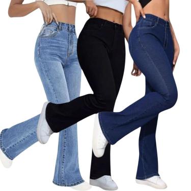 Imagem de Kit 3 Calças Skinny Flare Tex Jeans Elegante e Casual Feminina-Feminino