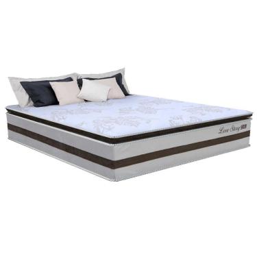 Imagem de Colchão Molas Ensacadas Love Story Queen 1,58m Pillow Top Branco-Marrom Gazin Colchões