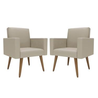 Imagem de Kit 2 Poltronas Nina Barbearia Studio Recepção - Móveis Mafer, Bege