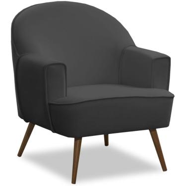 Imagem de Poltrona Decorativa Pérola Veludo Cinza Konfort Móveis