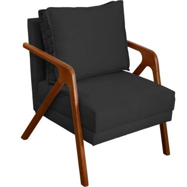 Imagem de Poltrona Decorativa Shine Suede Preto Marrom Clique & Decore