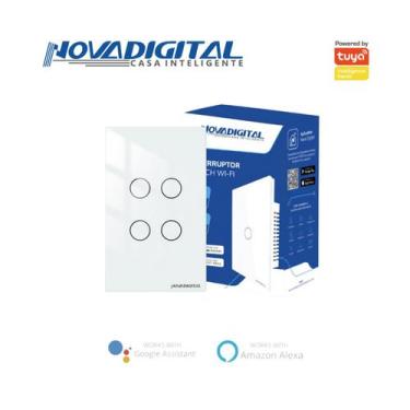 Imagem de Interruptor inteligente Lite 4 botões touch Wi-Fi branco Novadigital (