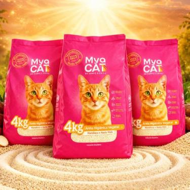 Imagem de Kit 3 Areia Higienica Gato 12Kg Mya Mandioca Natural Antiodor - MyaCat