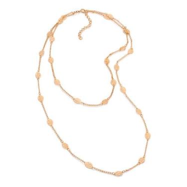 Imagem de Gargantilha Rommanel Fio Dupla Folhas Vazadas 45cm 531123 Cor:Dourado,