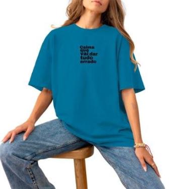 Imagem de Blusa Feminina Plus Size Algodão Casual Estampada Logo Pequena Confortável Estilosa Calma-Feminino