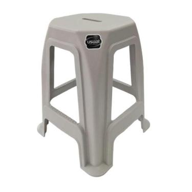 Imagem de Banqueta Nova Plástico Cinza Claro - 1086 - Usual Utilidades