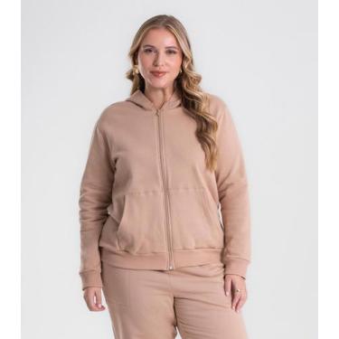 Imagem de Jaqueta com Capuz em Moletom Secret Glam Marrom, Plus G4, Marrom