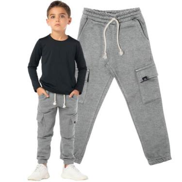 Imagem de Calça Infantil Menino Cargo Moletinho Com Bolso Elástico - Vrasalon, 1