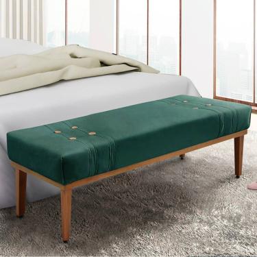 Imagem de Recamier Gênova 90cm em Veludo com Estrutura de Madeira Maciça Verde para Quarto Ou Sala