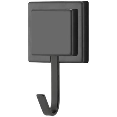 Imagem de Gancho Unitário com Adesivo Piatina Black 2567 para Organização em Aço e Plástico com Fixação Adesiva para Cozinhas