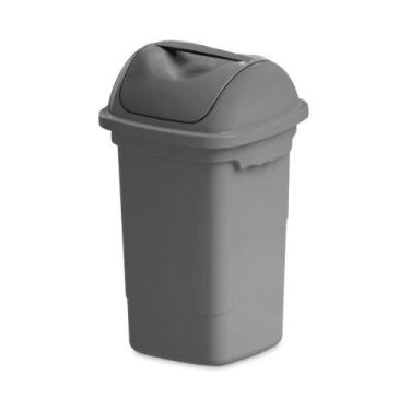 Imagem de Lixeira Com Tampa Basculante 14 Litros - Plasvale Cinza