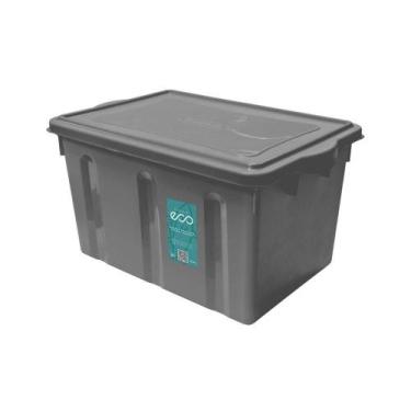 Imagem de Caixa Plástica Organizadora Grande 38 Litros - Plasvale Eco Cinza