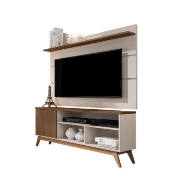 Imagem de Rack Malbec C/ Painel Vivare 1,36 Off White/Freijó - Germai Móveis