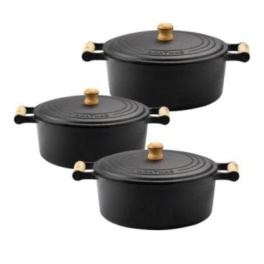 Imagem de Jogo de panelas caçarolas de ferro fundido mineira 26 ao 30 - Santana