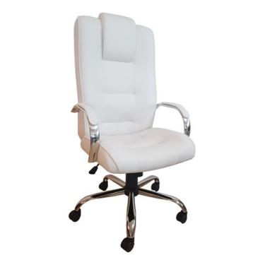 Imagem de Cadeira Escritório Presidente Classic Branca Cromo Relax - ErgoDecor