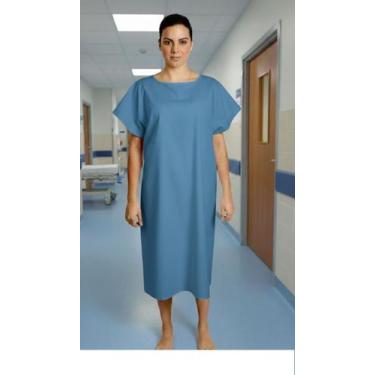 Imagem de Camisola Oxford Hospitalar Mangas Japonesa Aberta Nas Costas - Genéric