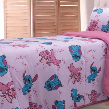Imagem de Edredom Stitch e Angel Casal Rosa Dupla Face 2,00x2,20 Portallar