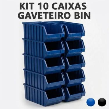 Imagem de Kit Caixa BIN N4 Gaveta Organizadora Plástica Empilhável Parafusos Fer