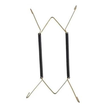 Imagem de Suporte Gancho Mola Dourada Prato Decorativo Parede Pendurar Tabuleiro