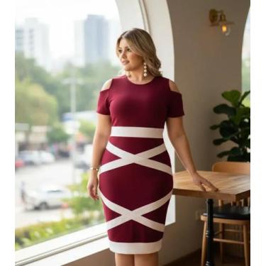Imagem de Vestido Midi X Moda Feminina Evangélica - Miss FLOWER, Vinho, M