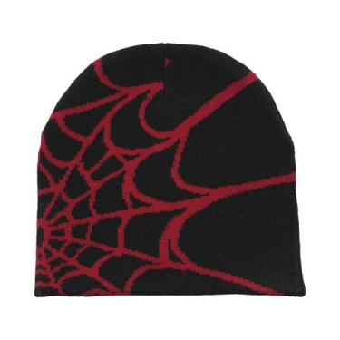 Imagem de Gorro De Malha Unissex Y2K Com Estampa De Teia De Aranha Para Quatro E