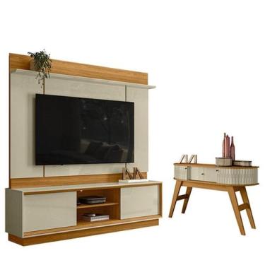 Imagem de Estante Home Theater Siena sem Pés com Aparador Estoril Cumaru Opala -