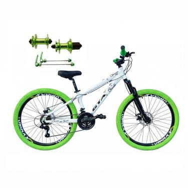 Imagem de Bicicleta 26 Gta Rebel Freeride Cor Branco/verde 24v Cubo K7 Barulhento Freio A Disco R...