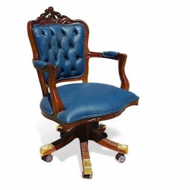 Imagem de Poltrona Giratória Luiz XV Capitonê Madeira Maciça Design - LUXdécor
