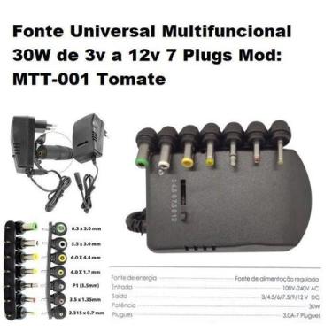 Imagem de Mtt-001 - fonte de alimentacao 12v 3.5a marca:tomate sc