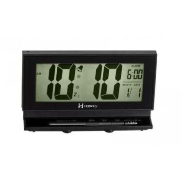 Imagem de Relogio despertador digital lcd com luz, calendario e iluminação notur