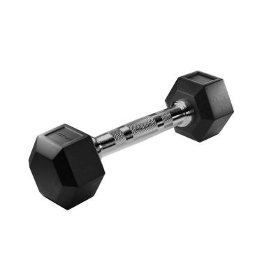 Imagem de Halter Sextavado para Musculação Halter Sextavado Rubber Kikos Pro 2kg em Aço Revestido em Borracha Preto