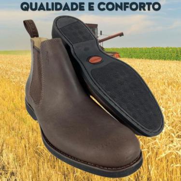 Imagem de Botina Country Masculina Garotti Conforto Crazy Horse Café Cowboy Faze