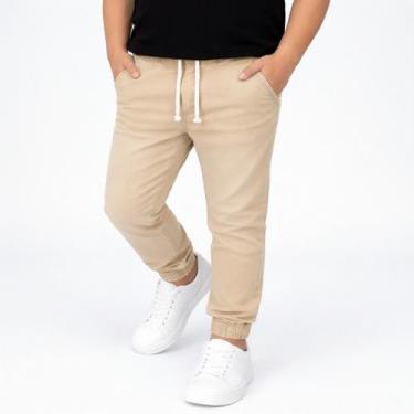 Imagem de Calça Jeans Jogger Masculina Infantil Juvenil Menino - Volgue, Bege, 1