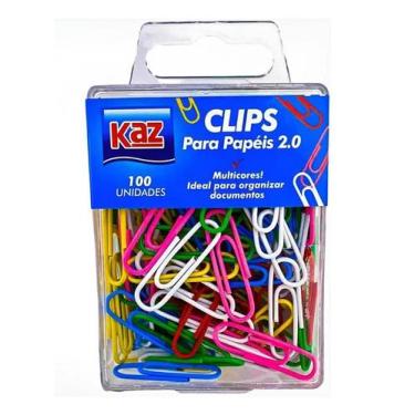 Imagem de Clips para Papel Kaz Colorido 2/0  Caixa com 100 Unidades