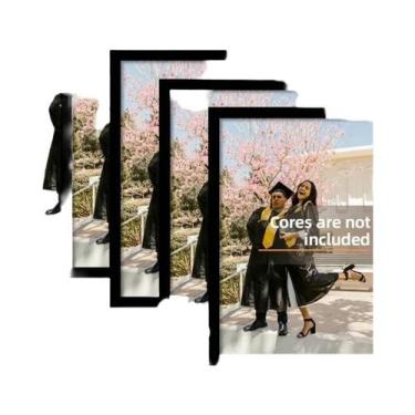 Imagem de Conjunto De 5 Porta-Retratos De Madeira Pretos A4 21x30CM Para Exibiçã