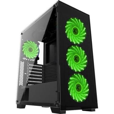 Imagem de Gabinete Gamer Vidro Usb3.0 Xway 01144 Com 4 Cooler Fans Led, Verde