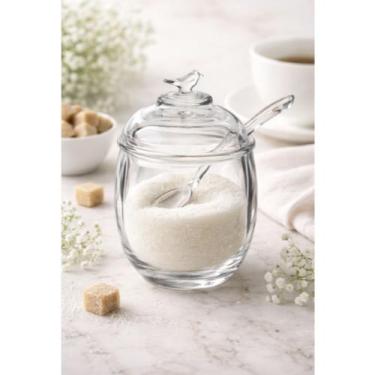 Imagem de Açucareiro de Vidro Com Tampa e Colher Bird 150ml Wolff C20, Transpare