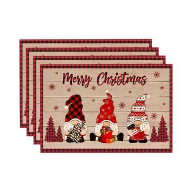 Imagem de Sousplats De Natal Em Linho Com Estampa De Papai Noel 20x25cm Decoraçã