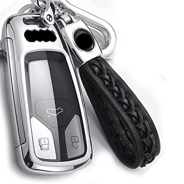 Imagem de YJADHU Porta-chaves do carro Porta-chaves remotas do carro, capa protetora, adequada para Audi A4L A4 B9 Q5 Q7 TT TTS TFSI A5 S5 8S 2016 2017 2019, B, tira, porta-chaves