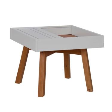 Imagem de Mesa Lateral Quadrada Fenestra Branca e Avelã
