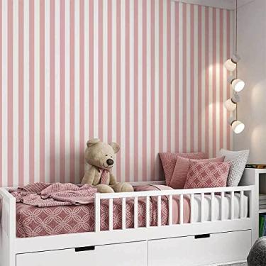 Imagem de Papel De Parede Adesivo Infantil Lavável Listrado Rosa Heloísa