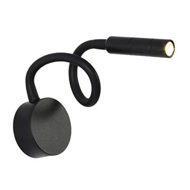 Imagem de Homyl Luz de leitura montada na parede 3W, lâmpada de parede LED de pescoço flexível branco quente 3000K para livros na cama, estudando, luz noturna, luz de trabalho - interruptor de cabeça preta