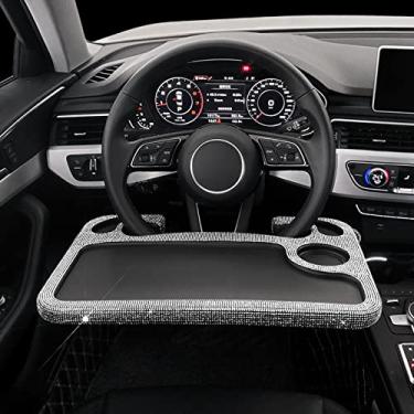 Imagem de Bandeja para volante de carro, bandeja universal para volante de mesa, suporte para laptop (Diamante branco)
