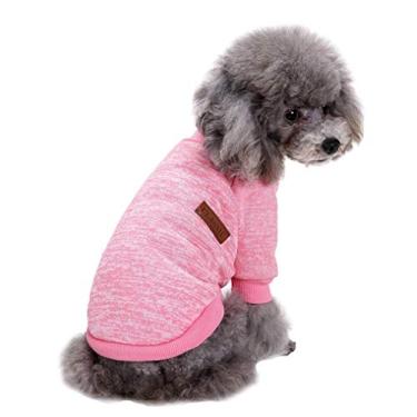 Imagem de (Medio, rosa) - Roupa de cao de estimacao Malha de cao Sueter Macio de engrossamento quente Filhote de cachorro Camisa de cachorro de inverno Sueter de filhote de cachorro para caes