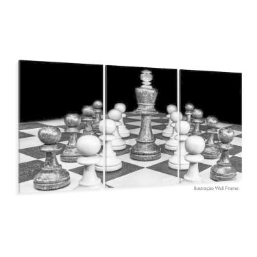 Imagem de Quadro Jogo de Xadrez O Rei Arte Preto e Branco Mosaico 120x