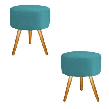 Imagem de Puff Decorativo Redondo Azul Tiffany/Turquesa Combo Com 2